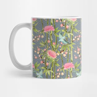 Bamboo, Birds and Blossom - grey Mug